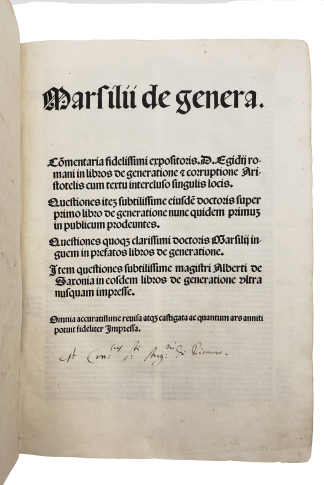 INGEN, Marsilius van, et al. [with] AEGIDIUS ROMANUS.