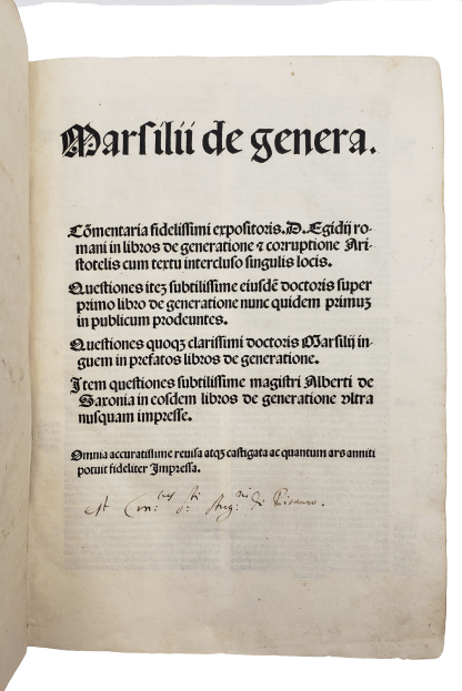 INGEN, Marsilius van, et al. [with] AEGIDIUS ROMANUS.