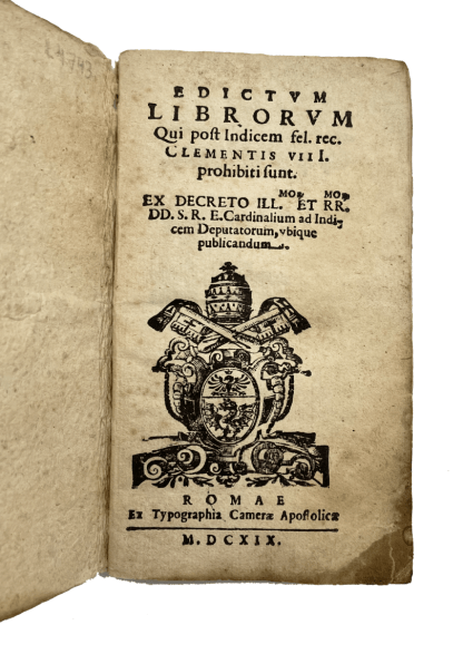 [CATHOLIC INDEX OF PROHIBITED BOOKS]